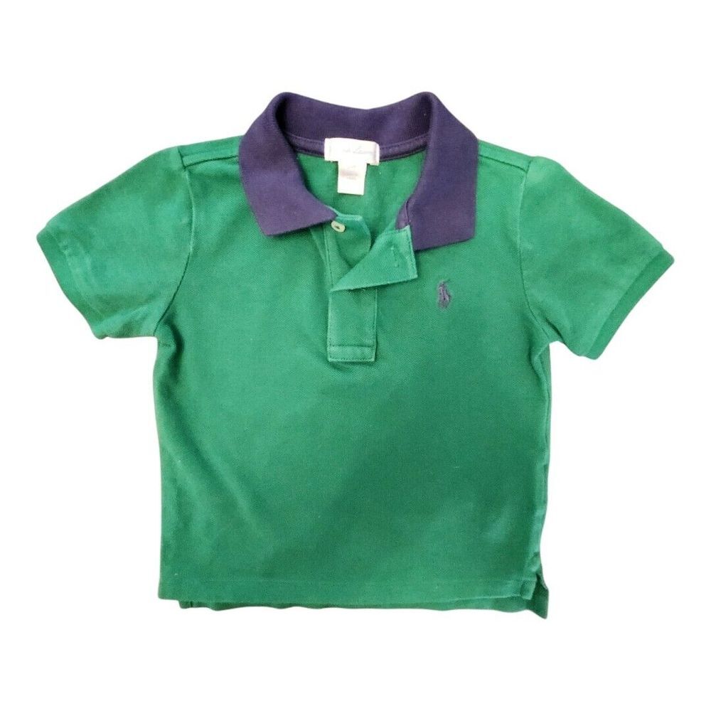 Ralph Lauren Size 24 Months Green Blue Collar Button Pony Child Toddler Polo